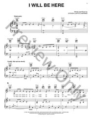 I Will Be Here piano sheet music cover